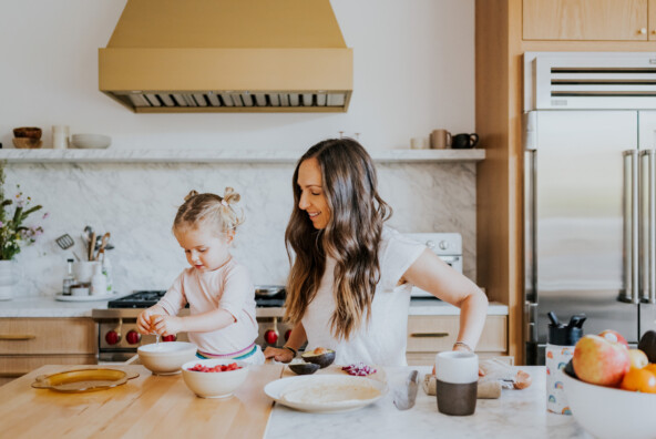 Mother daughter baking