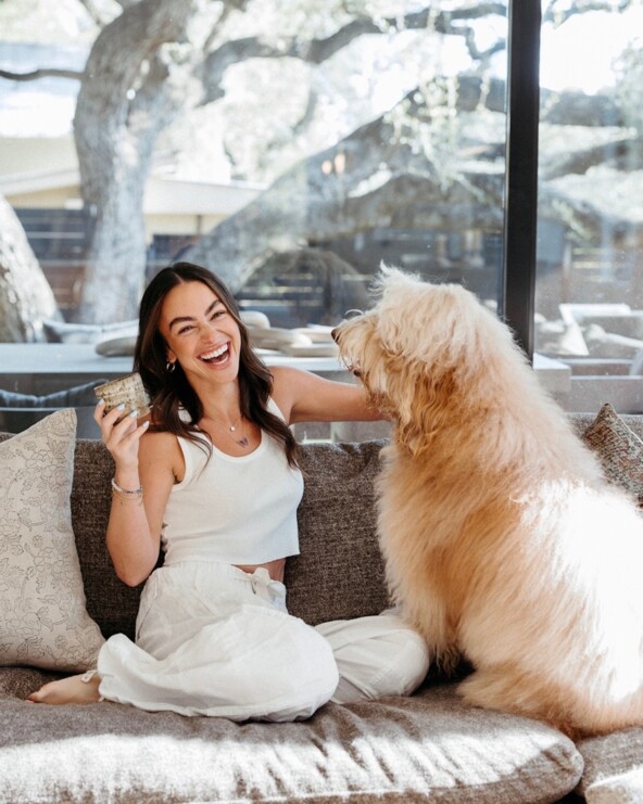 Sami Bernstein Spalter petting dog.