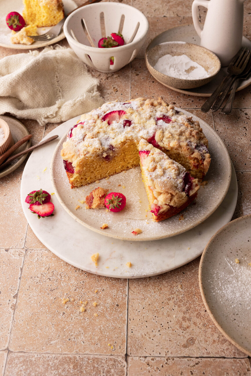 strawberry olive oil cake