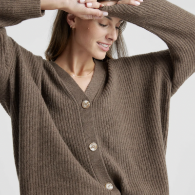 Mongolian Cashmere Oversized Boyfriend Cardigan Sweater